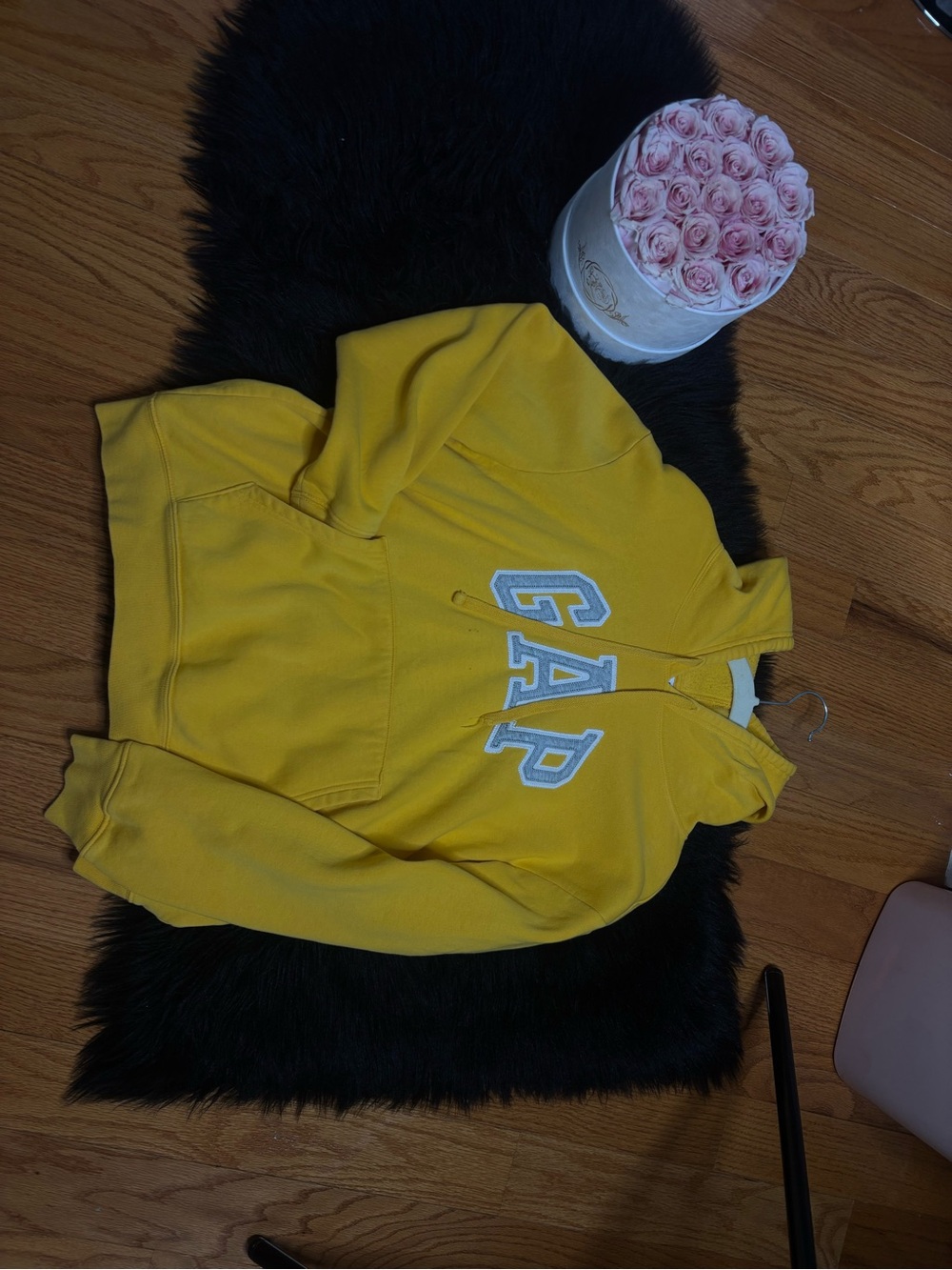 GAP Bright Yellow Pullover Hoodie with White Logo